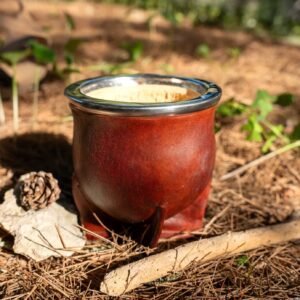 Leather-Wrapped Mate Gourd (Calabaza) with Rim – Camionero - Brown