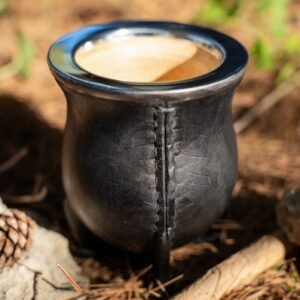 Mate Cup Gourd (Calabaza) Leather-Wrapped with Rim – Camionero - Black