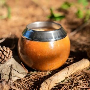 Mate Cup Gourd (Calabaza) PERITA Polished with Stainless Steel Rim