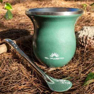 Porongo Mate Pack 230 ml with 18 cm Bombilla – Stainless Steel Green