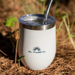 Mate Pack with Bombilla and Lid – Stainless Steel White 350 ml